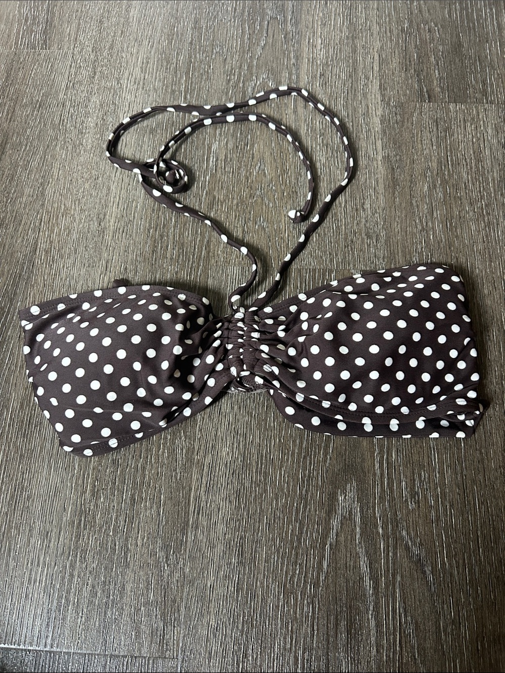 Old Navy Brown Polka Dot Bandeau Bikini Top